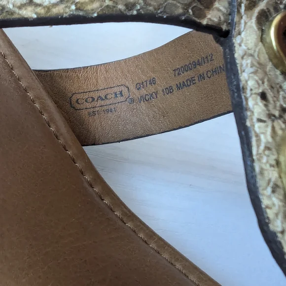 Coach Snake Print Sandals with Gold Accents - Picture 9 of 12